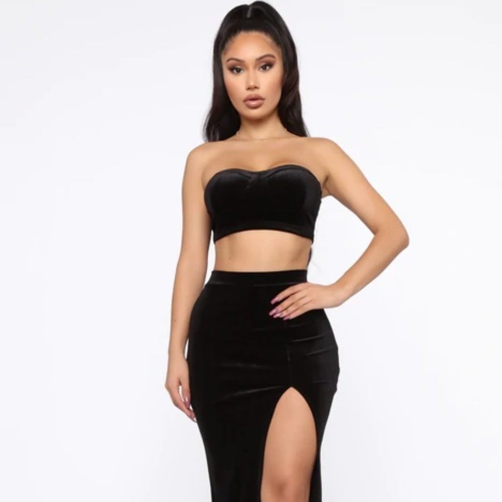 Velvet Babe Skirt Set - Black